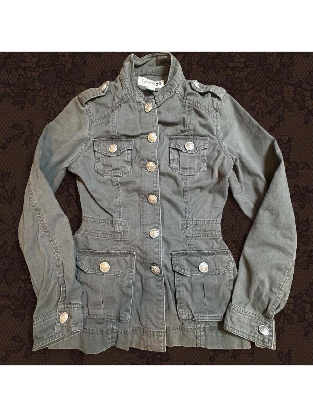 Y2K 2003 Forever 21 olive green military jacket
